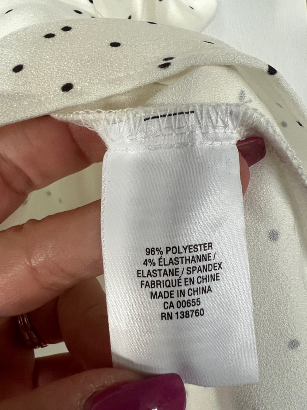Reitmans Cream Long-Sleeve Polka Dot Ruffle-Sleeve Top - Picture 3 of 5